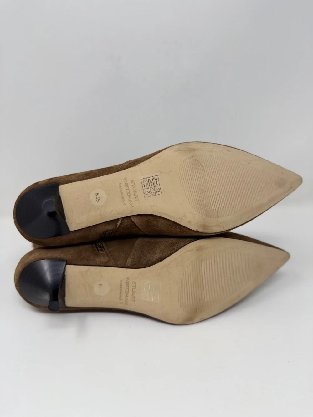 New Stuart Weitzman Mara Zip Suede Bootie Espresso Sz 8.5